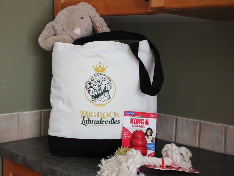 Big Rock Labradoodles Puppy Bag Big Rock Labradoodles Bespoke Puppy Bag of goodies that go home with each puppy